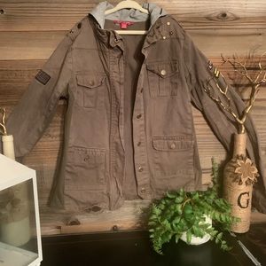 💚Girls hooded Army jacket size L 14/16. Ret $36